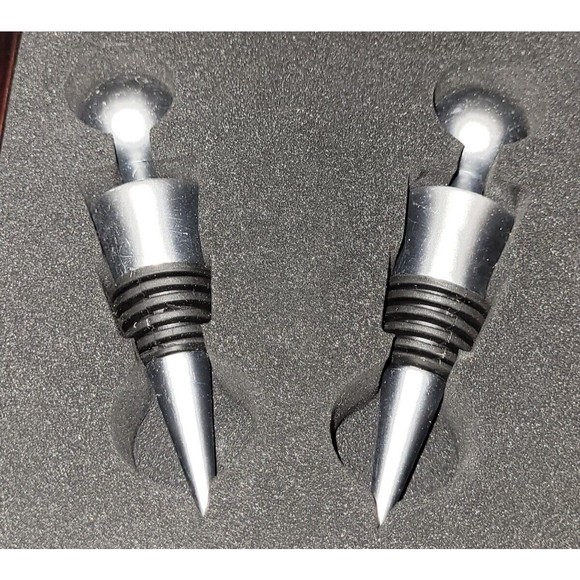 Wine Stopper Set Fat Golfer Wood Box Ceramic Tile Inset W/Box Jennifer Garant - Picture 12 of 12